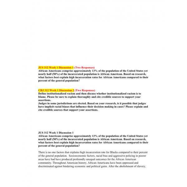 CRJ 312 Week 1 Discussion 1 and 2