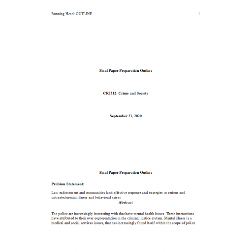 CRJ 312 Week 2 Assignment Final Paper Outline