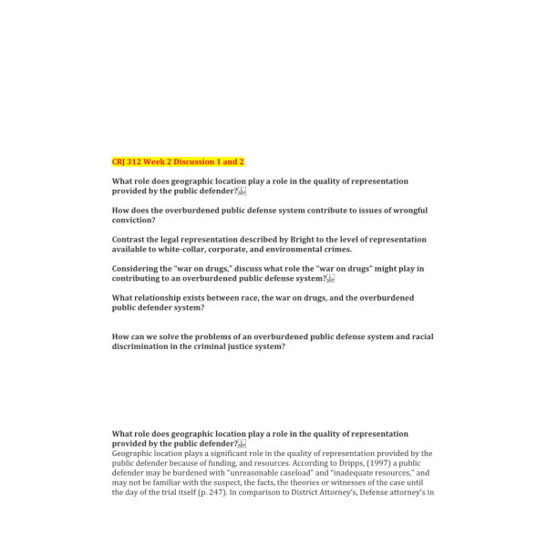 CRJ 312 Week 2 Discussion 1 and 2