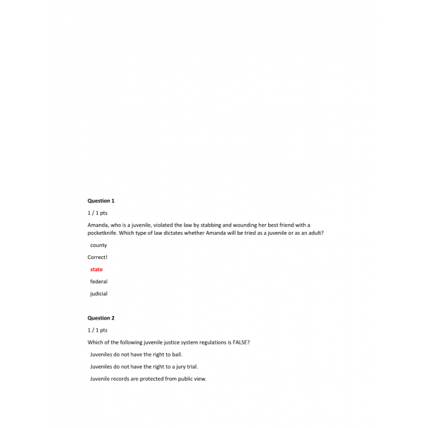 CRJ 312 Week 3 Quiz 1 with Answers