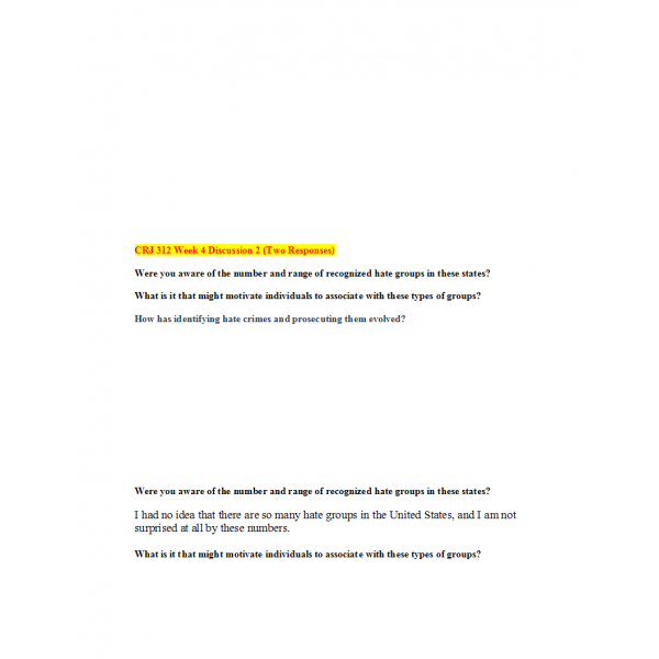 CRJ 312 Week 4 Discussion 2