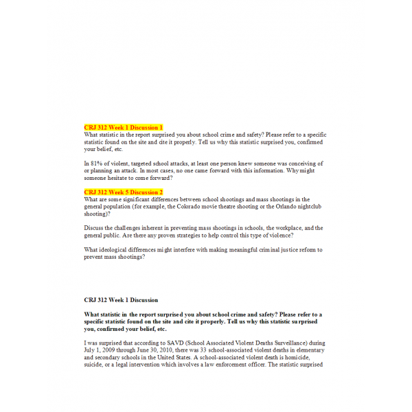 CRJ 312 Week 5 Discussion 1 and 2