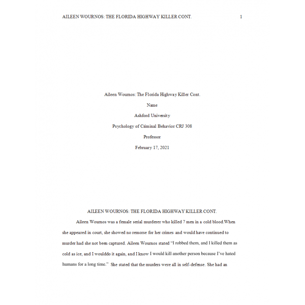 CRJ 308 Week 3 Assignment, The Florida Highway Killer