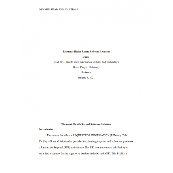 HIM 615 Topic 6 Assignment, Electronic Health Record Software Solutions HIM 615 Topic 6 Assignment, Electronic Health Record Software Solutions