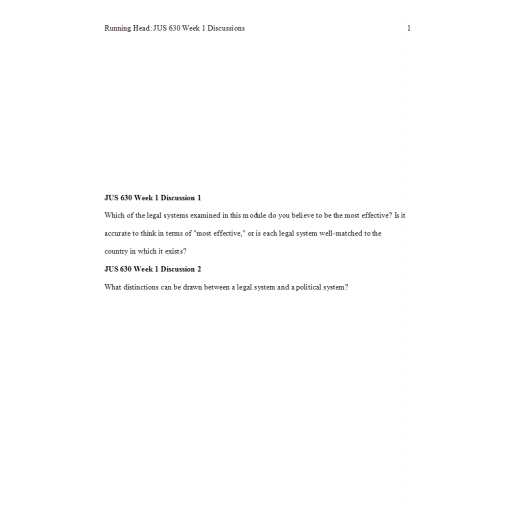 JUS 630 Week 1 Discussion 1 and 2