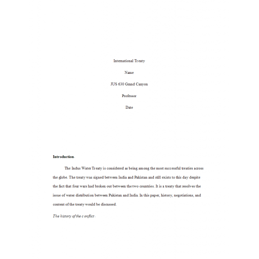 JUS 630 Week 4 Topic 4 Assignment, International Treaty