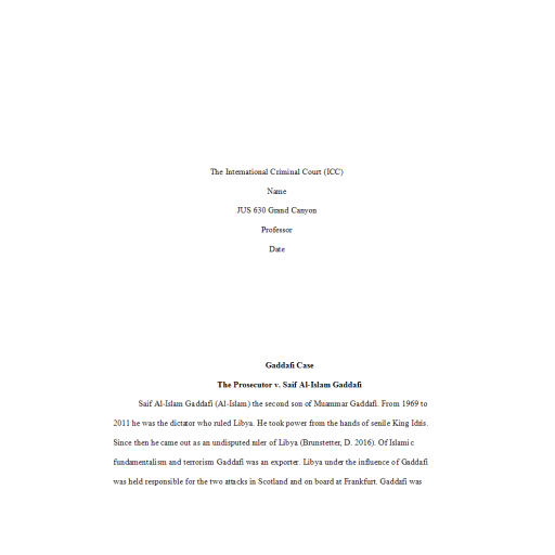 JUS 630 Week 6 Topic 6 Assignment, The International Criminal Court (ICC)