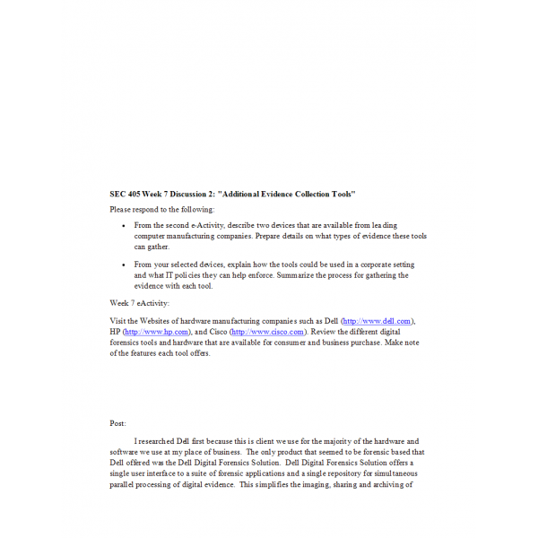 SEC 405 Week 7 Discussion 2