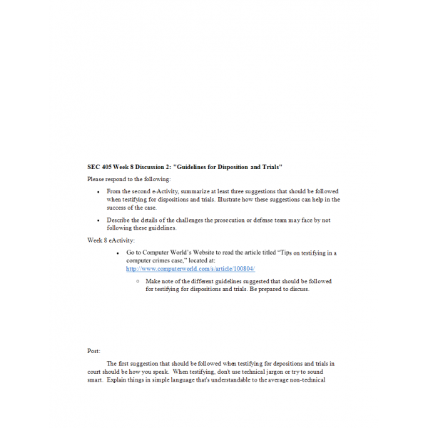 SEC 405 Week 8 Discussion 2