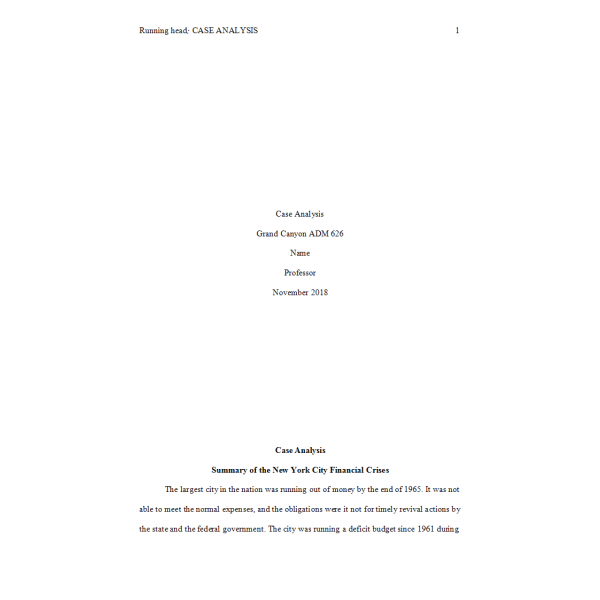 ADM 626 Week 3 Chapter 8 Case Analysis, New York City and Orange County Financial Crises