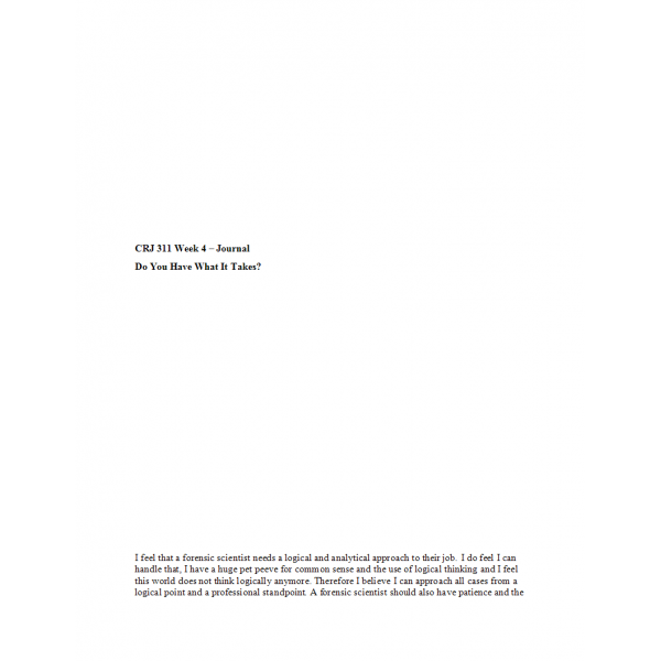 CRJ 311 Week 4 Journal, Cold Case Investigation CRJ 311 Week 4 Journal, Cold Case Investigation