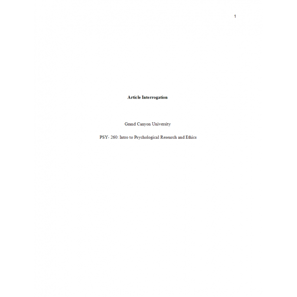 PSY 260 Topic 6 Assignment (Article Interrogation) PSY 260 Topic 6 Assignment (Article Interrogation)