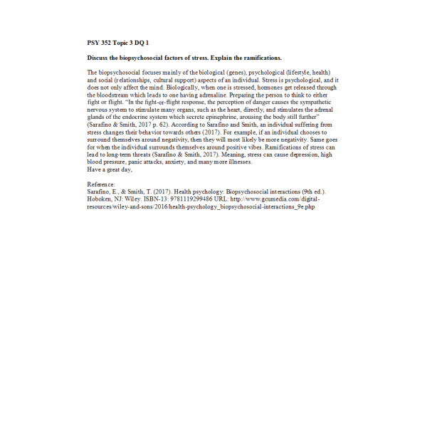 PSY 352 Topic 3 Discussion Question 1 PSY 352 Topic 3 Discussion Question 1