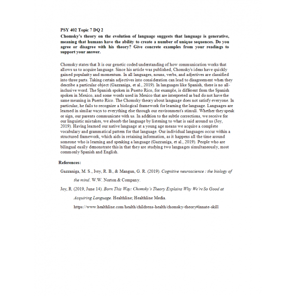 PSY 402 Topic 7 Discussion Question 2 PSY 402 Topic 7 Discussion Question 2