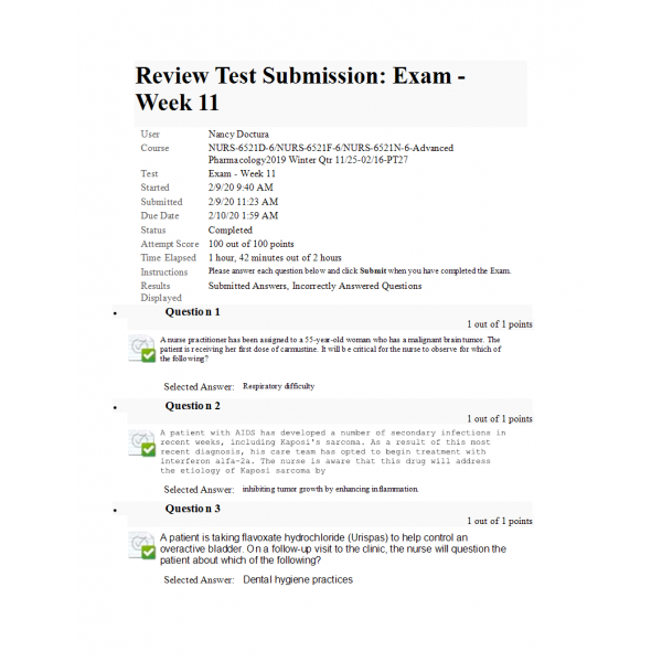 NURS 6521D Week 11 Final Exam