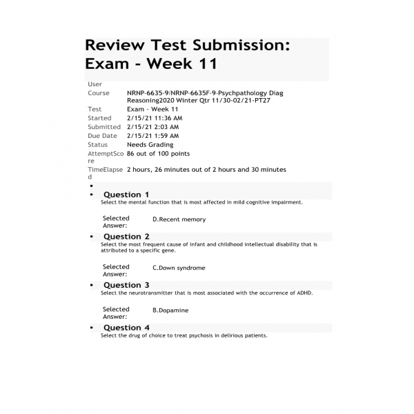 NRNP 6635 Final Exam 2