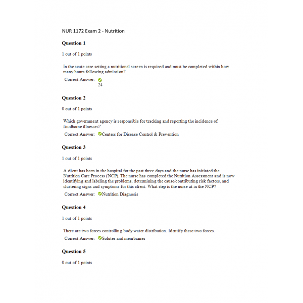 NUR 1172 Exam 2 - Set 2