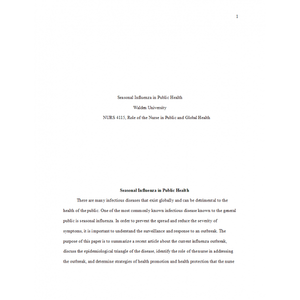 NURS 4115 Week 3 Assignment, Epidemiology in Public and Global Health