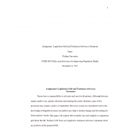 NURS 6050 Module 4 Assgnment , Legislation Grid and Testimony Advocacy Statement 1 NURS 6050 Module 4 Assgnment , Legislation Grid and Testimony Advocacy Statement 1