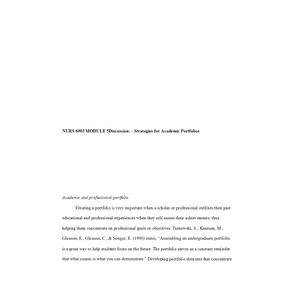NURS 6003 Module 5 Discussion Question, Strategies for Academic Portfolios