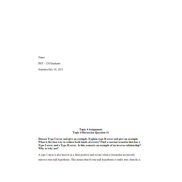 PSY 520 Topic 4 DQ 1: 2022