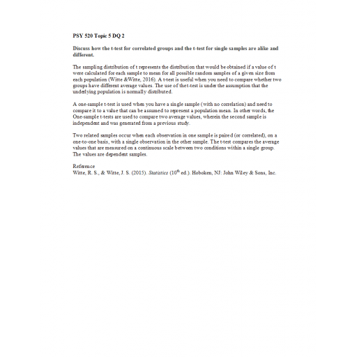 PSY 520 Topic 5 DQ 2: 2022