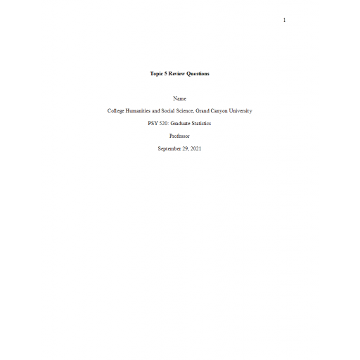 PSY 520 Topic 5 Review Questions: 2022