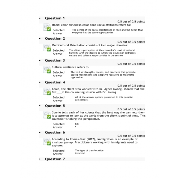 COUN 6723 Week 9 Quiz (Ver 1) COUN 6723 Week 9 Quiz (Ver 1)