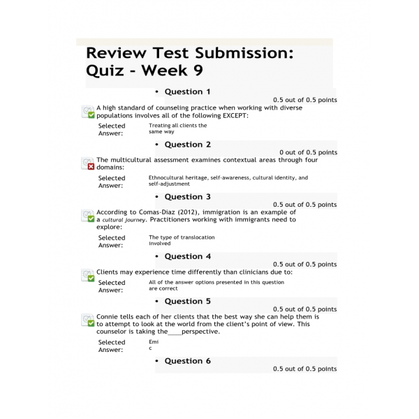 COUN 6723 Week 9 Quiz (Ver 2) COUN 6723 Week 9 Quiz (Ver 2)