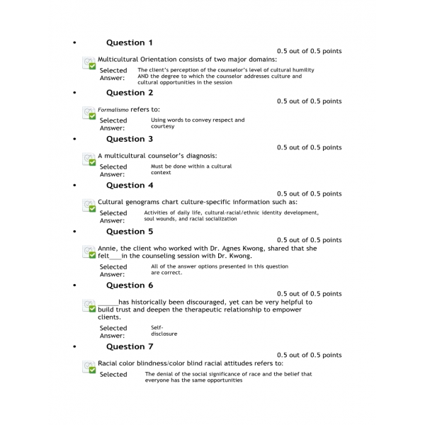 COUN 6723 Week 9 Quiz (Ver 3) COUN 6723 Week 9 Quiz (Ver 3)