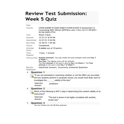 COUN-6360D-5 Week 5 Quiz Winter 2021