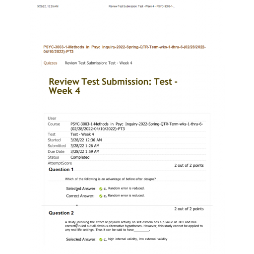 PSYC-3003-1 Week 4 Test (Spring 2022)