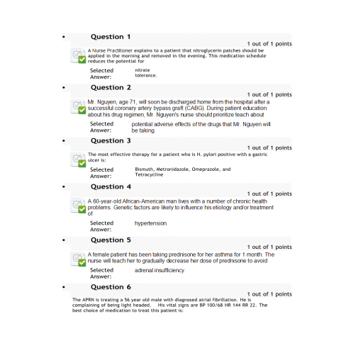 NURS 6521 Midterm Exam Spring 2020 (100 out of 100)