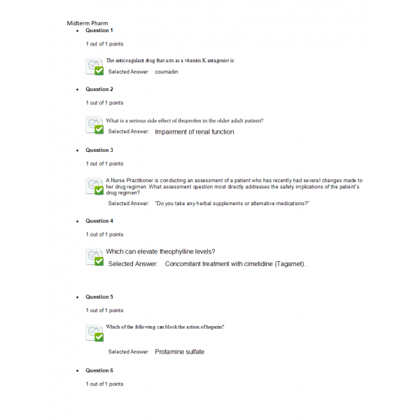 NURS 6521 Midterm Exam Winter 2020 (100 out of 100) NURS 6521 Midterm Exam Winter 2020 (100 out of 100)
