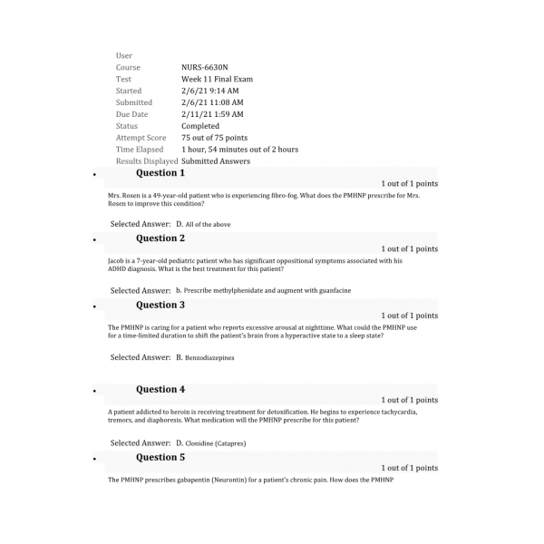 NURS-6630N Final Exam (Feb 2021) - 75 out of 75