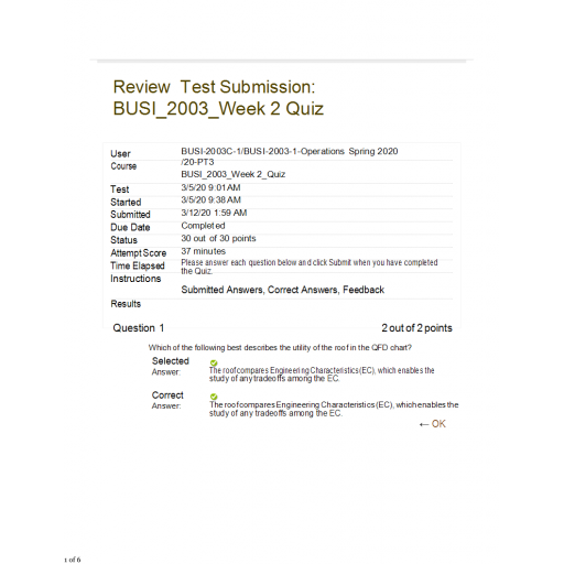 BUSI 2003 Week 2 QUIZ - Question and Answers