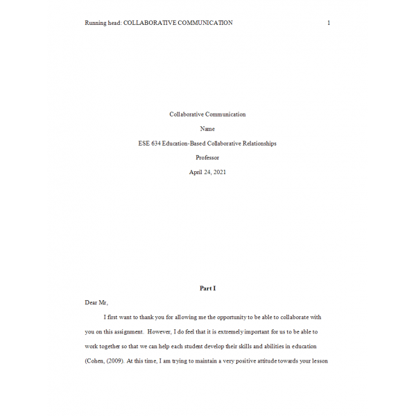 ESE 634 Week 2 Assignment, Collaborative Communication