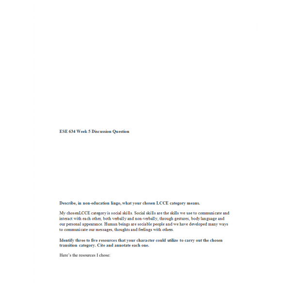 ESE 634 Week 5 Discussion, Collaborative Transition Teams (Ver 1)