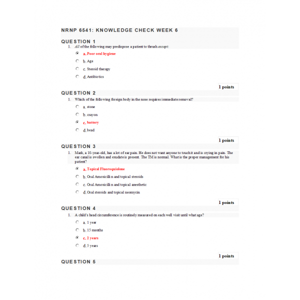 NRNP 6541 Week 6 Knowledge Check