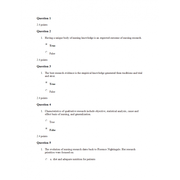NURS 3150 WEEK 1 QUIZ