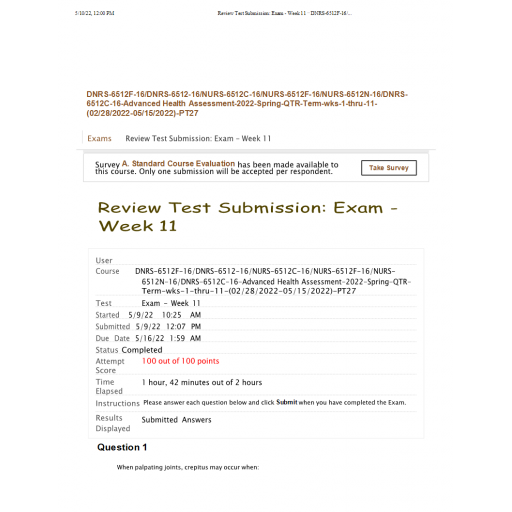 DNRS 6512F-NURS-6512- NURS-6512C-NURS 6512F Final Exam (Feb 2022 - 100 out of 100)