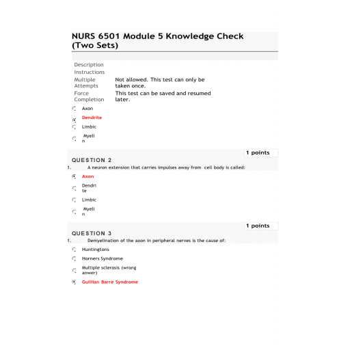NURS 6501 Module 5 Knowledge Check