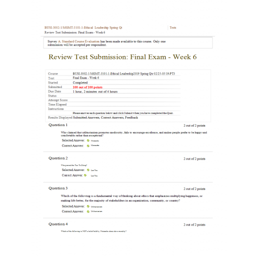 BUSI 3002-MGMT 3101 Final Exam Week 6