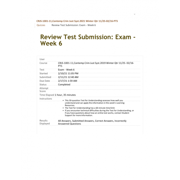 CRJS 1001-11 Final Exam Week 6 (Winter 20121)