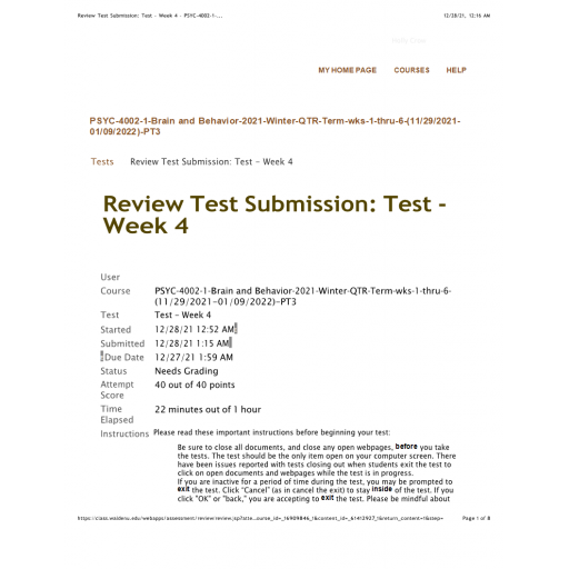PSYC-4002-1 Week 4 Test