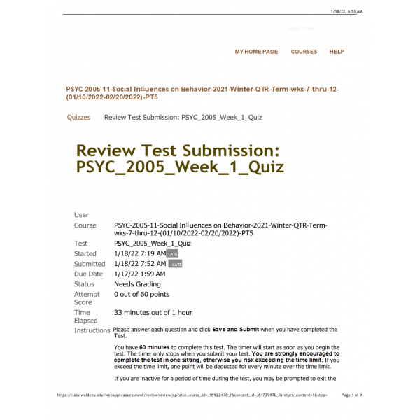 PSYC-2005-11 Week 1 Quiz PSYC-2005-11 Week 1 Quiz
