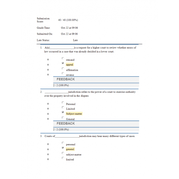 LAW 531 Week 1 Practice Assignment (40 out of 40)