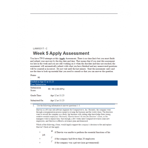 LAW 531 Week 5 Apply Assignment