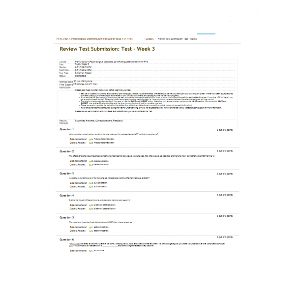 PSYC 3004 Week 3 Quiz PSYC 3004 Week 3 Quiz