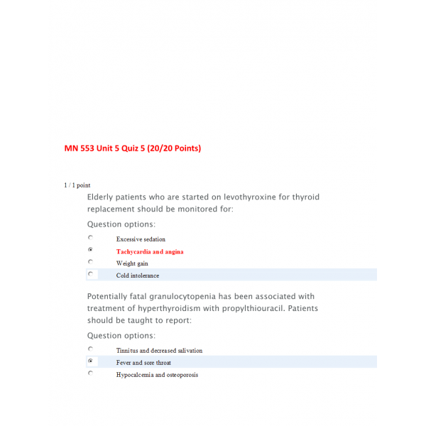 MN 553 Unit 5 Quiz 5 MN 553 Unit 5 Quiz 5